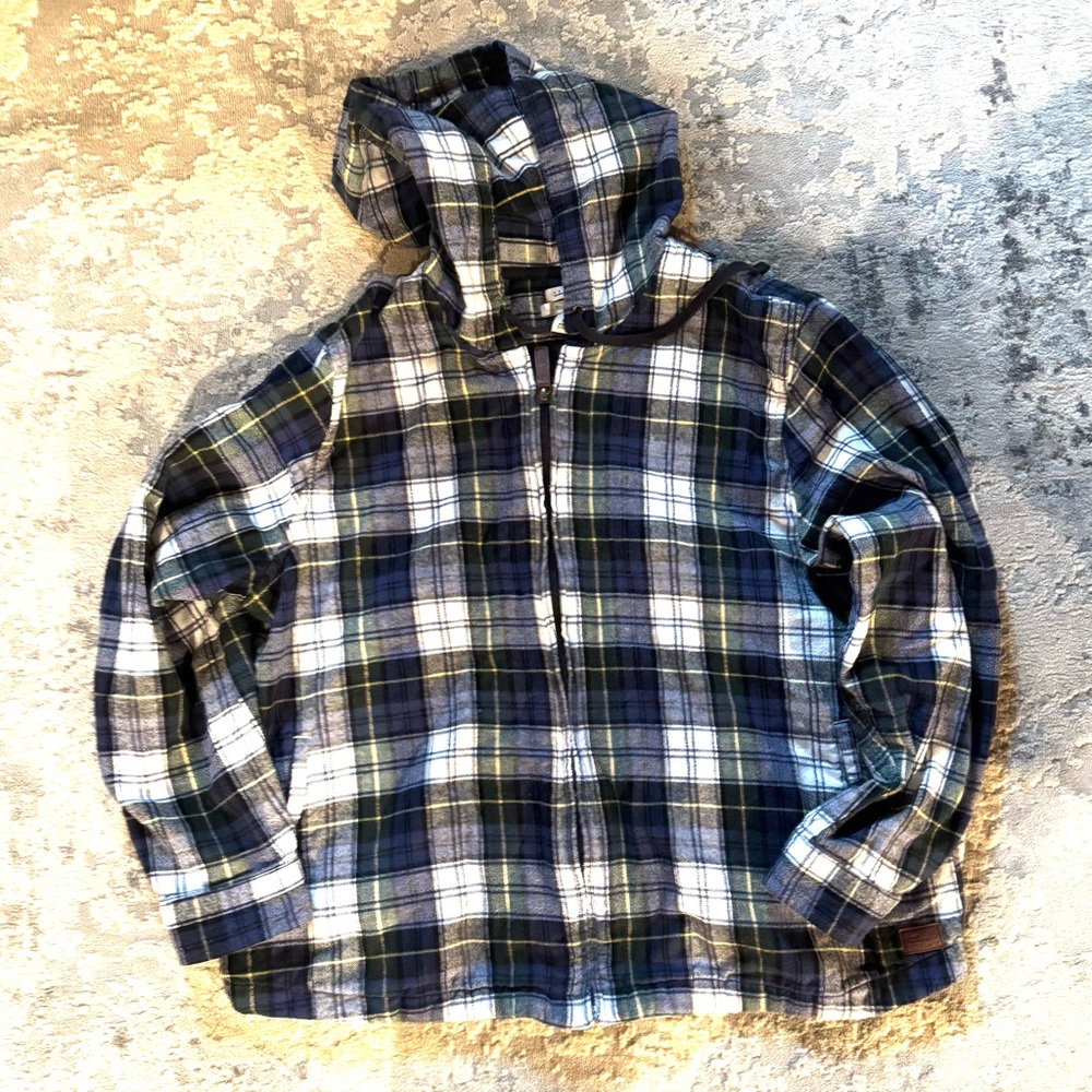 L.L. Bean Blue Plaid Hoodie XL